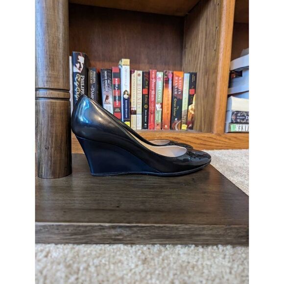 JIMMY Choo black patent leather Allen pat wedge euc sz 6 - Picture 4 of 8